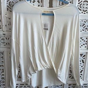 Off white open front layering top